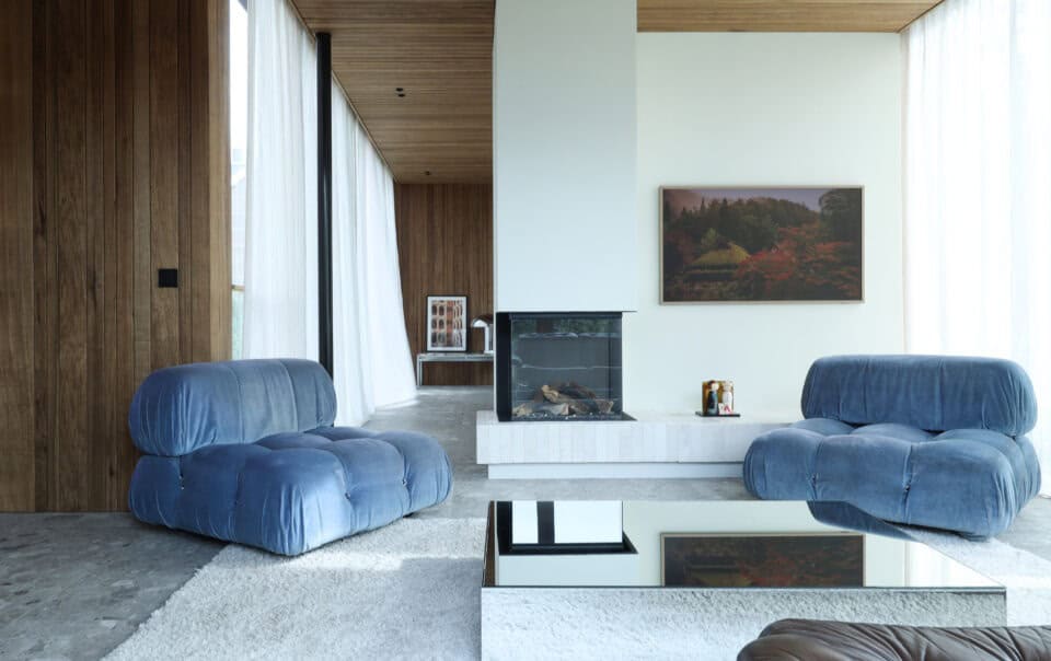 interieurontwerp-mid century design-haard-b&B italia-frake hout-architectuur